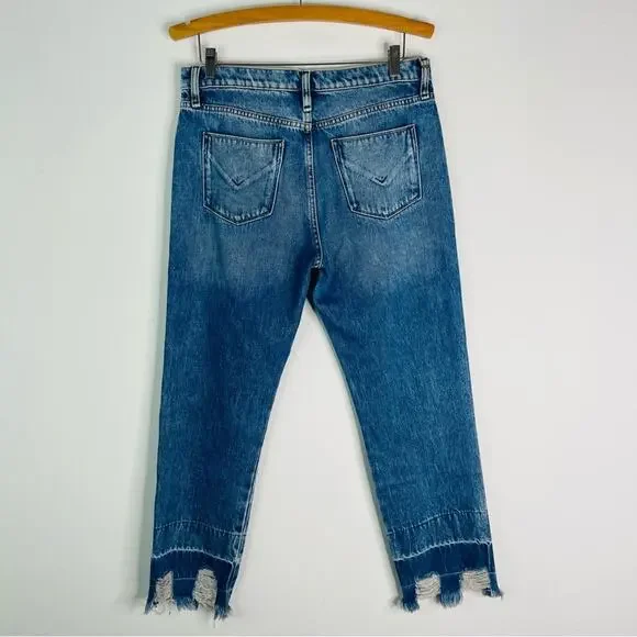 Hudson blue Jessi boyfriend distressed straight leg ankle jeans 27 - Picture 5 of 7
